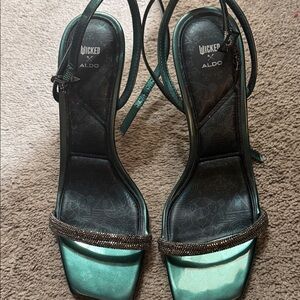 Aldo Wicked Metallic Green Strappy Heels